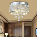 Contemporary Crystal Ball Flush Mount Lamp With 3 Lights - Chrome Ceiling Lighting By Cascade