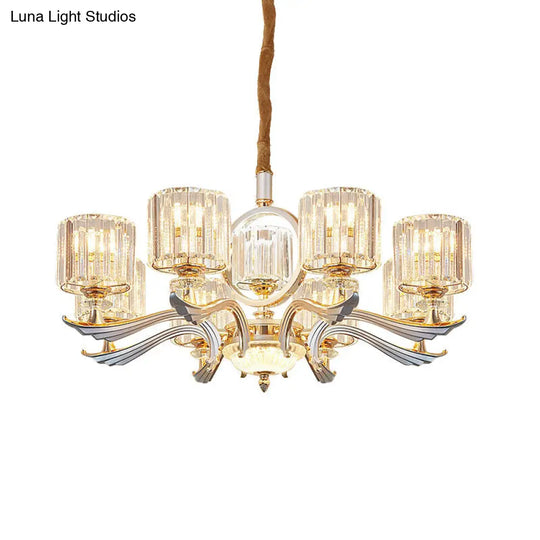 Contemporary Crystal Suspension Light Chandelier - 6/8-Head Dining Room Lighting Silver