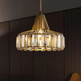 Contemporary Crystal Block Drum Pendant Light - Gold 1 10’/14’ Wide / 10’