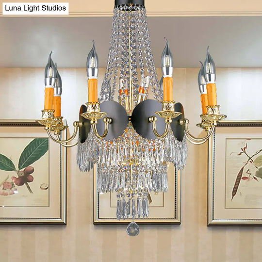 Contemporary Crystal Candelabra Chandelier - 14 Lights Gold Hanging Light Fixture For Dining Room
