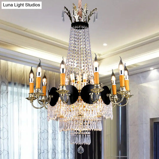 Contemporary Crystal Candelabra Chandelier - 14 Lights Gold Hanging Light Fixture For Dining Room