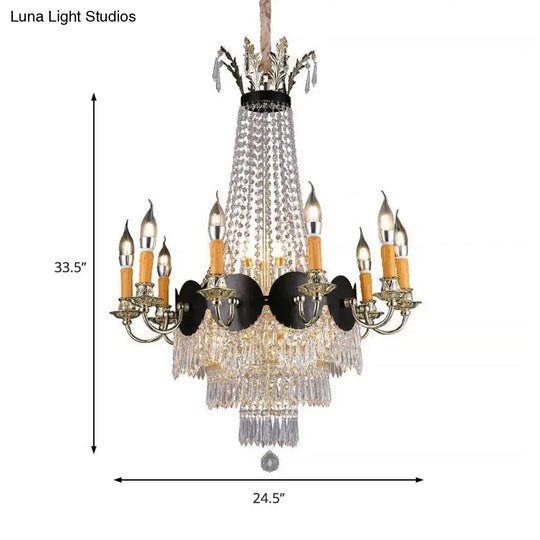 Contemporary Crystal Candelabra Chandelier - 14 Lights Gold Hanging Light Fixture For Dining Room