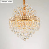 Contemporary Crystal Chandelier - Gold 9 Bulbs Pendant Light For Bedroom