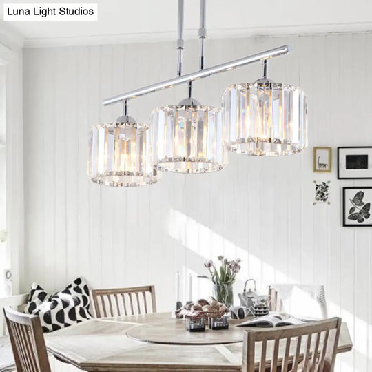 Contemporary Crystal Chrome Drum Chandelier Light With 3/4 Pendant Bulbs - Perfect For Bedroom 3 /
