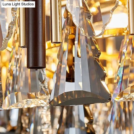 Contemporary Crystal Cylinder Pendant Chandelier - Black Ceiling Hanging Light Multiple Heads