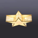 Contemporary Crystal Flush Mount Ceiling Light Fixture - Pentagram Design Brass