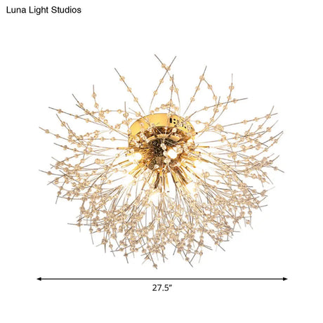 Contemporary Crystal Flush Mount Lamp - Silver/Gold Warm Light 6/8 Lights Bedroom Ceiling Fixture