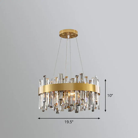 Contemporary Crystal Gold Chandelier Pendant Light For Living Room / 19.5’