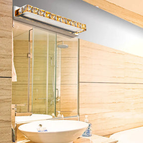 Contemporary Crystal Gold Wall Sconce - Linear Vanity Light With Warm/White For Bathroom Multiple