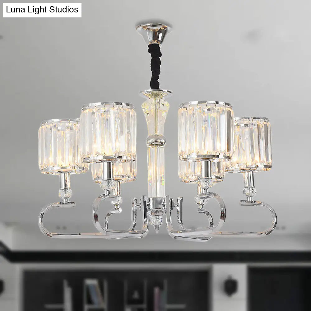 Contemporary Crystal Hanging Ceiling Light: 3/6 Lights Chrome Chandelier Design 6 /