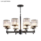 Contemporary Crystal Hanging Light In Black With 3/6/8-Light Radial Design For Bedroom