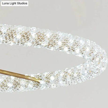 Contemporary Crystal Led Brass Circle Chandelier - 16/23.5 Wide