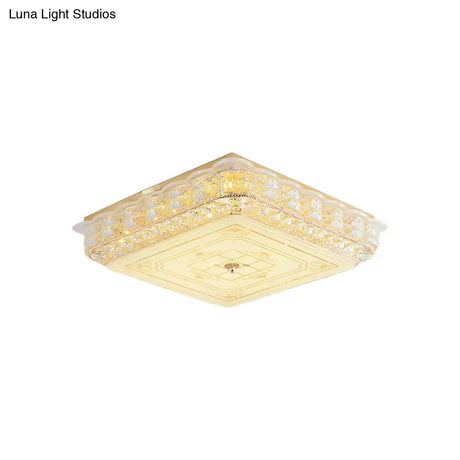Contemporary Crystal Led Ceiling Lamp With Gold Flush Mount For Bedroom