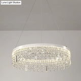 Contemporary Crystal Led Chandelier Lamp With Dual-Tiered Ring Design – Silver Suspension