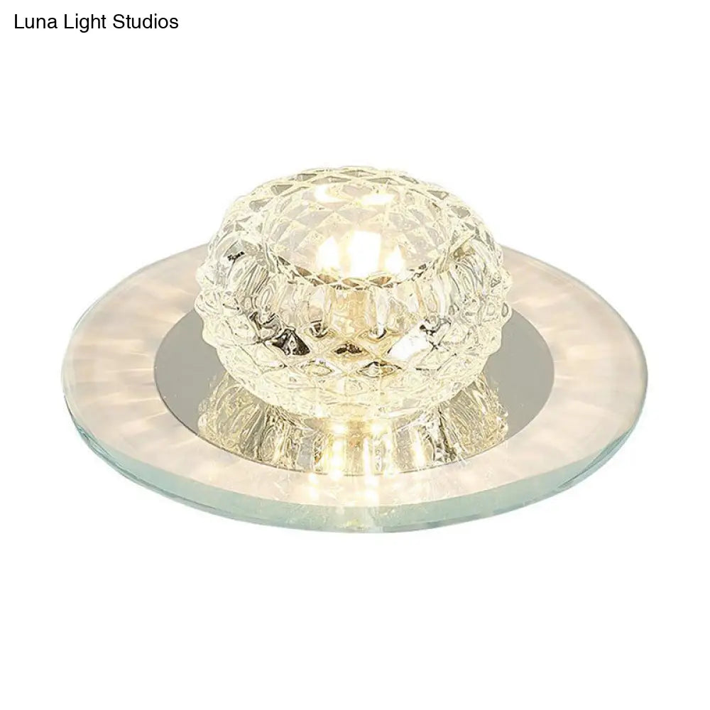 Contemporary Crystal Led Flush Mount Ceiling Light - Bud Fixture In Clear