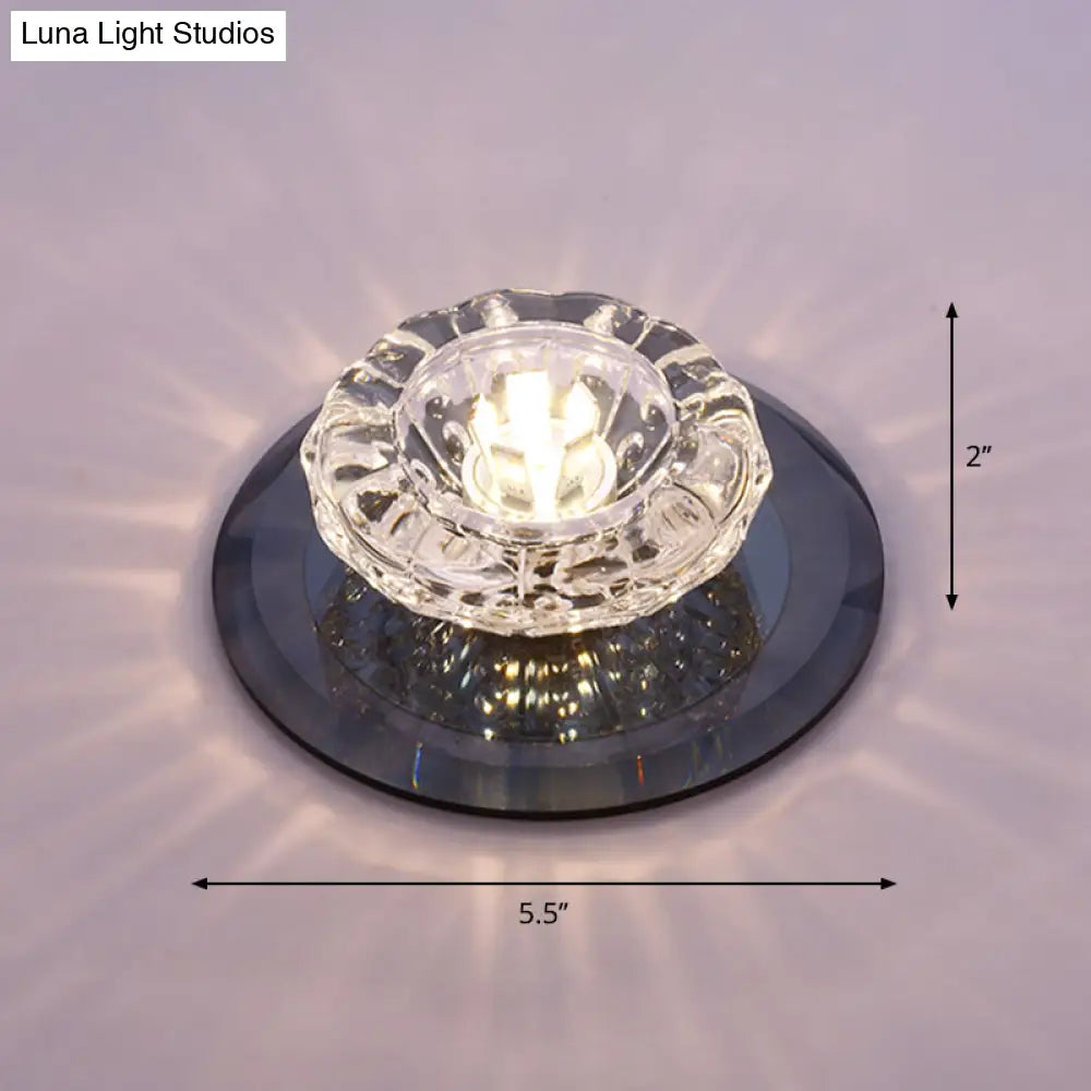 Contemporary Crystal Led Flush Mount Ceiling Light: Floral Entryway Lighting Black / Warm