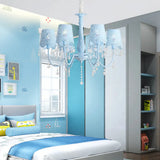 Contemporary Crystal Metal Pendant Chandelier For Living Room 6 / Blue