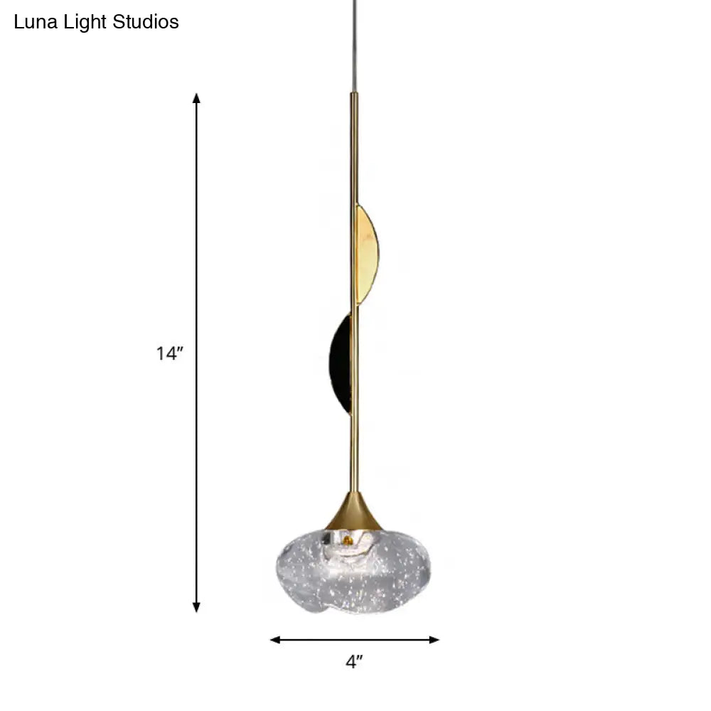 Contemporary Clear Crystal Mini Pendant Light For Bedroom With Half-Round Ornament