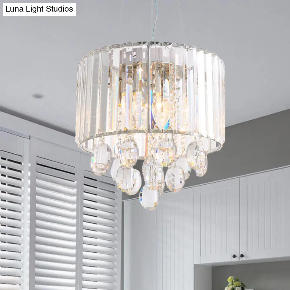 Contemporary Crystal Rod Chandelier Pendant Light With 6 Heads Clear