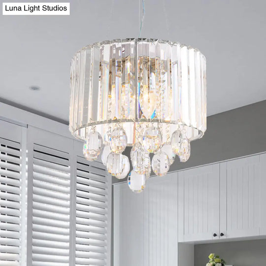 Contemporary Crystal Rod Chandelier Pendant Light With 6 Heads Clear