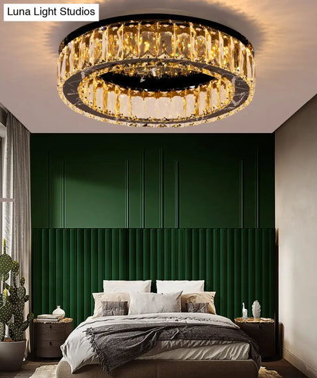 Contemporary Crystal Round Flush Mount Ceiling Light
