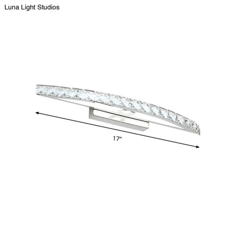 Contemporary Crystal Silver Wall Sconce Light - Bow Shaped Vanity Lighting For Bathroom Warm/White