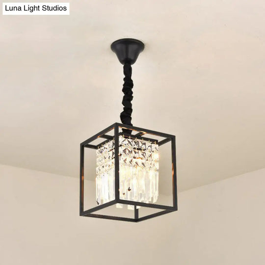 Contemporary Crystal Strands Ceiling Light Fixture - Terrace Semi Flush Mount Chandelier Black / E