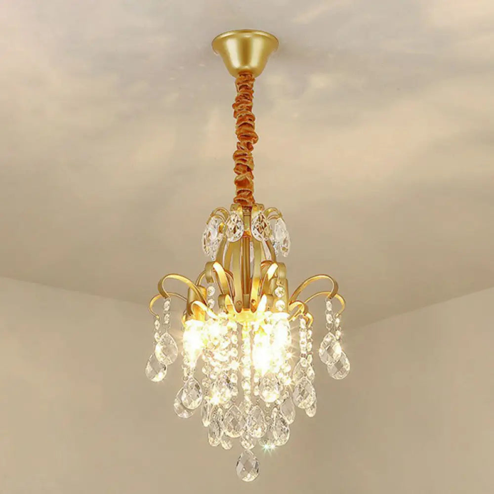 Contemporary Crystal Strands Ceiling Light Fixture - Terrace Semi Flush Mount Chandelier Gold / H