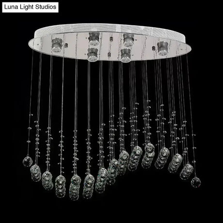 Contemporary Crystal Wavy Flushmount Lighting - 6-Head Living Room Ceiling Flush Light