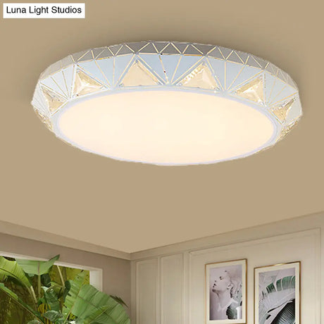 Contemporary Crystal White Led Ceiling Light - Modern Tapered Shape Remote Control & Stepless