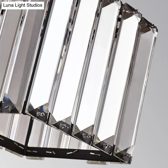 Contemporary Cubic Dining Room Pendant Lamp - 1 Light Black Ceiling With Clear Crystal Block