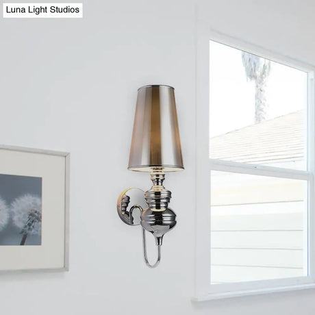 Contemporary Fabric Barrel Wall Mount Light - Bedroom Sconce (Black/Silver/White)