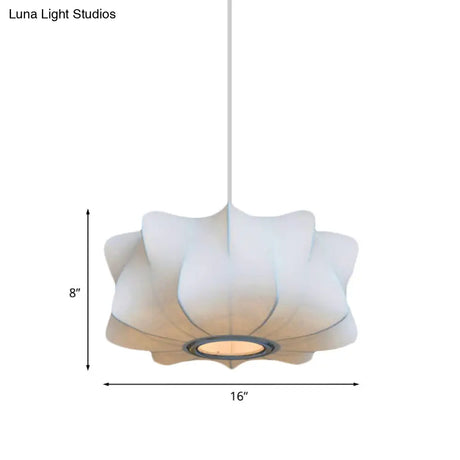 Contemporary Fabric Shade Pendant Light With White Lantern Design