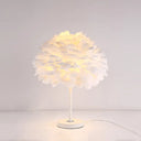 Contemporary Feather Flower Table Lamp - Single-Bulb Night Light For Bedroom White
