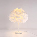 Contemporary Feather Flower Table Lamp - Single-Bulb Night Light For Bedroom White