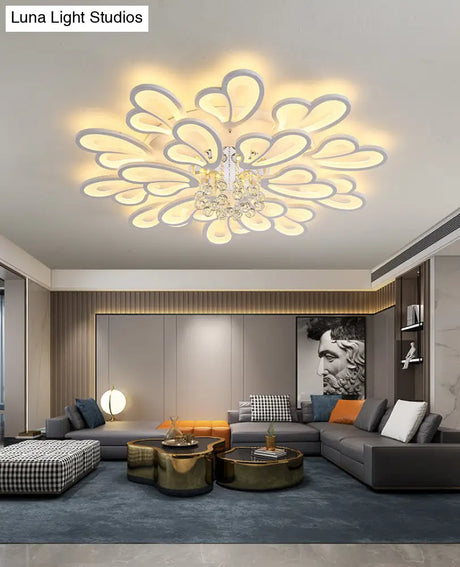 Contemporary Floral Flushmount Ceiling Light For Living Room Décor
