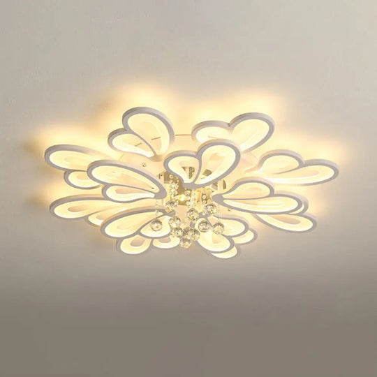 Contemporary Floral Flushmount Ceiling Light For Living Room Décor White / 47.5 Warm