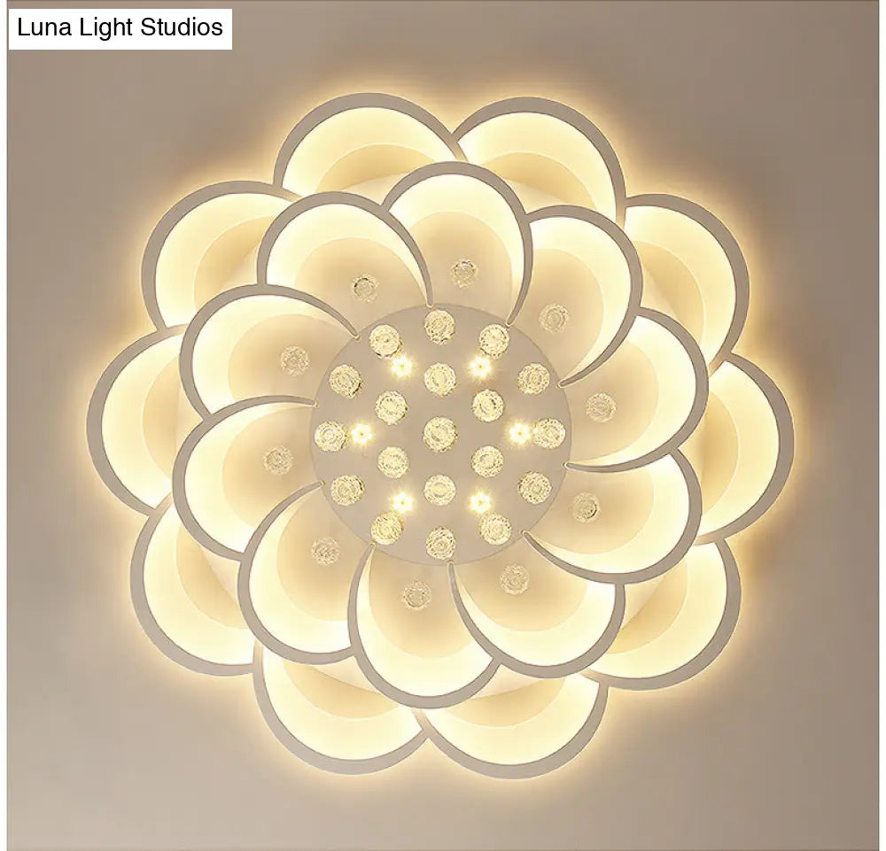 Contemporary Flower Flush Mount Ceiling Light - Acrylic Fixture For Living Room