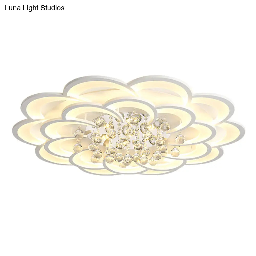 Contemporary Flower Flush Mount Ceiling Light - Acrylic Fixture For Living Room