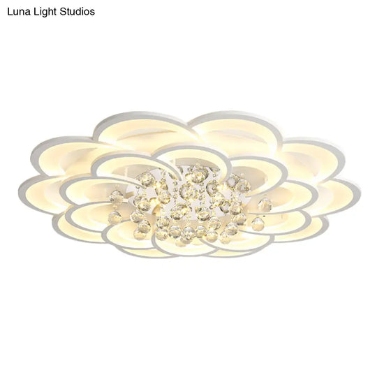 Contemporary Flower Flush Mount Ceiling Light - Acrylic Fixture For Living Room