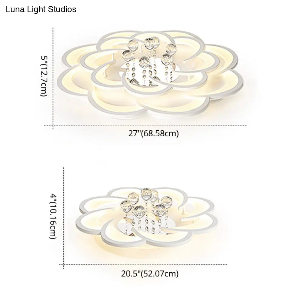 Contemporary Flower Flush Mount Ceiling Light - Acrylic Fixture For Living Room