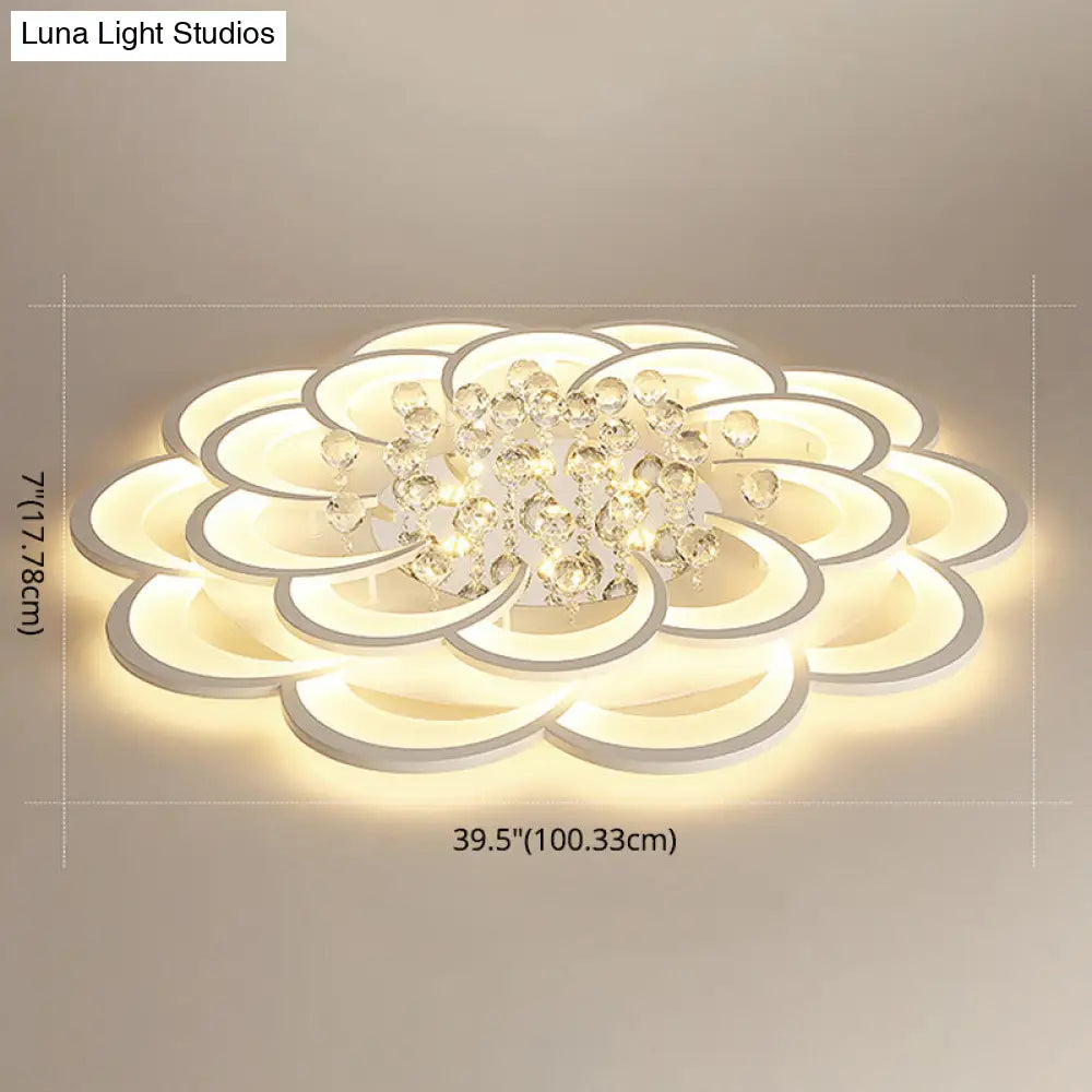 Contemporary Flower Flush Mount Ceiling Light - Acrylic Fixture For Living Room