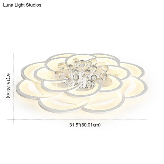 Contemporary Flower Flush Mount Ceiling Light - Acrylic Fixture For Living Room