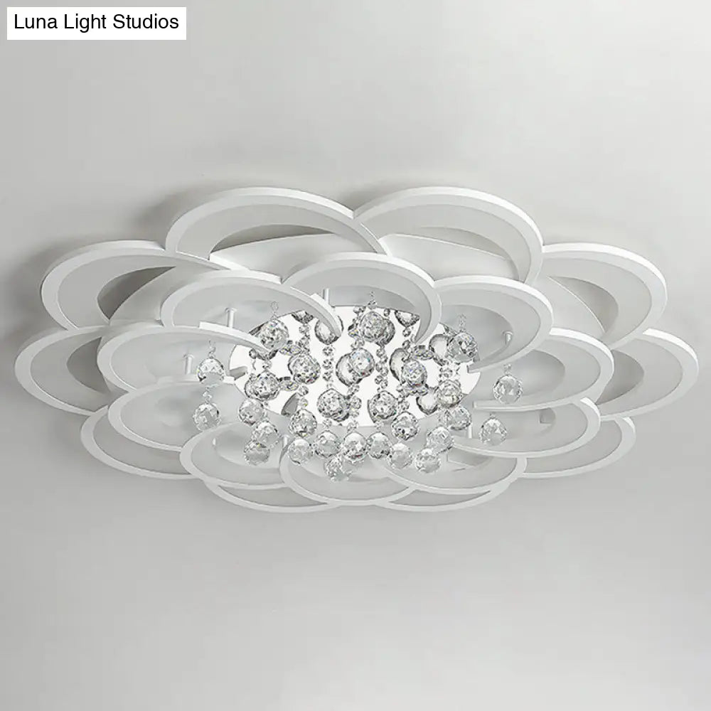 Contemporary Flower Flush Mount Ceiling Light - Acrylic Fixture For Living Room