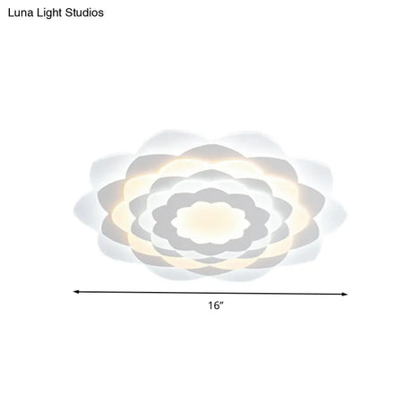 Contemporary Flower - Shaped Led Flushmount Ceiling Light For Bedroom - 16’/19.5’ Wide