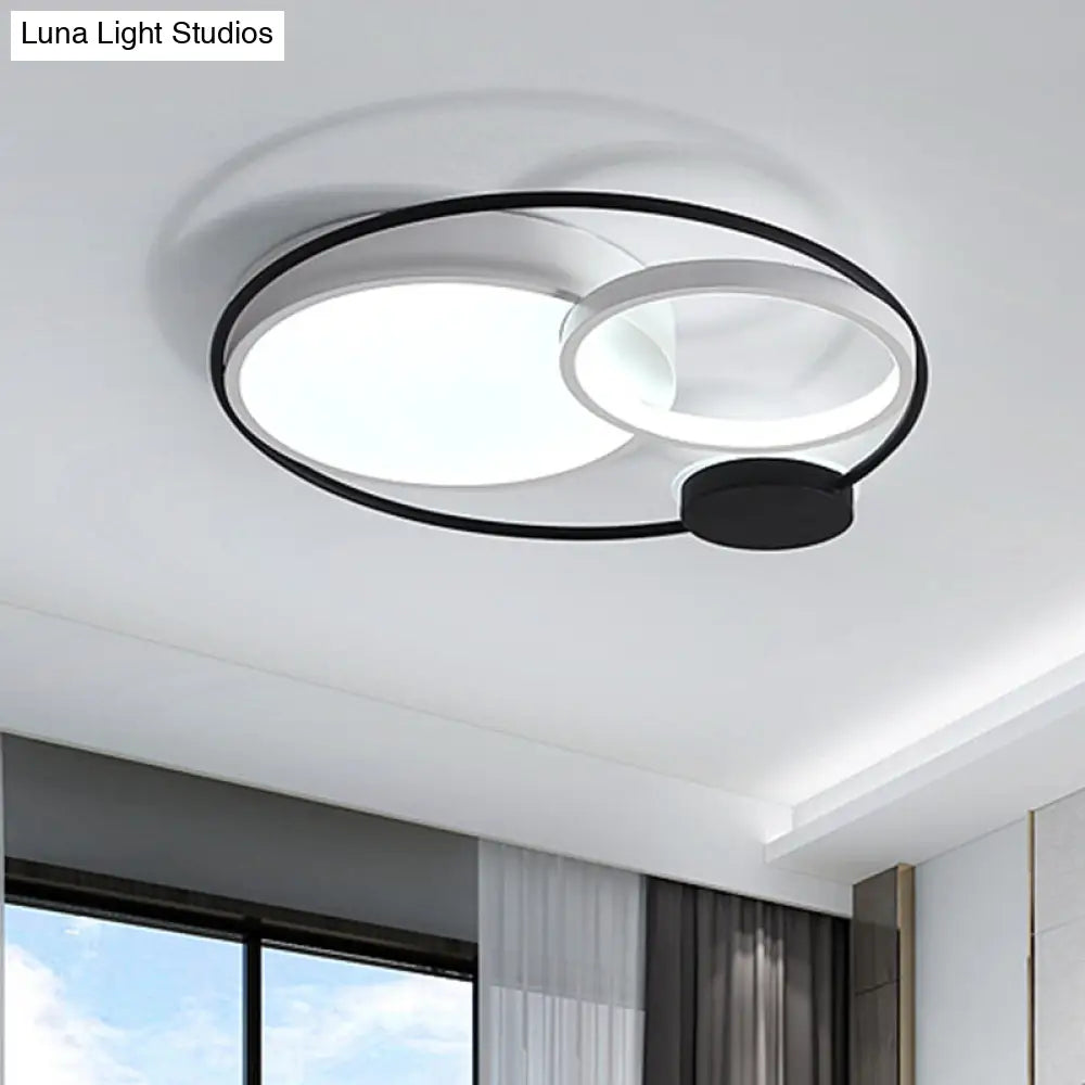 Contemporary Flush Mount Ceiling Light In Black And White - Acrylic Round Led Fixture