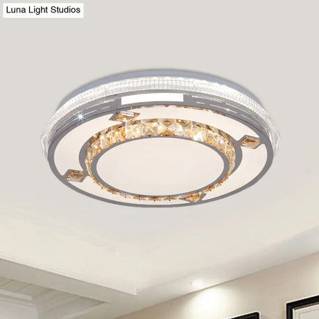 Contemporary Flushmount Ceiling Light With Led Crystals In White Heart/Floral/Circle Pattern