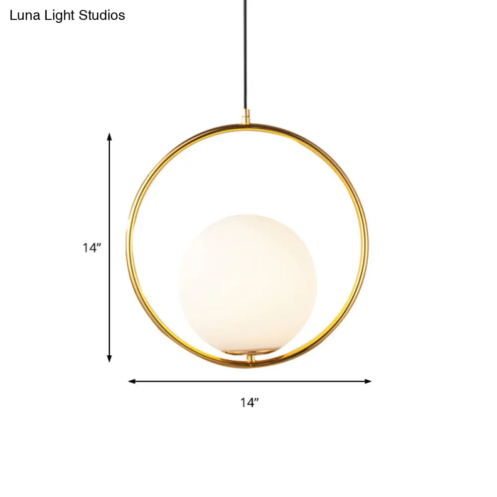 Modern Spherical Pendant Light With Frosted Glass Shade - 1 White
