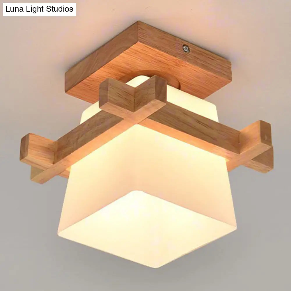Contemporary Frosted Glass Semi - Flush Chandelier For Hallway Ceiling Mount