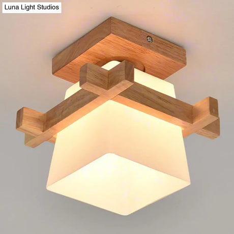 Contemporary Frosted Glass Semi - Flush Chandelier For Hallway Ceiling Mount